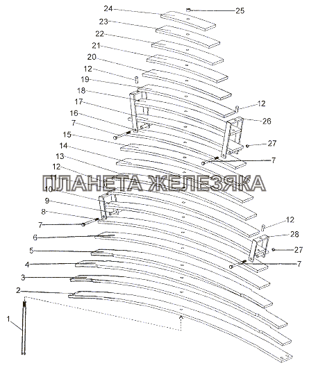 Рессора задняя 6527-2912012Spring, rear 6527-2912012 МЗКТ-7402