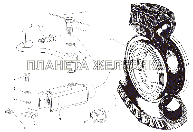 Установка колеса МЗКТ-6527