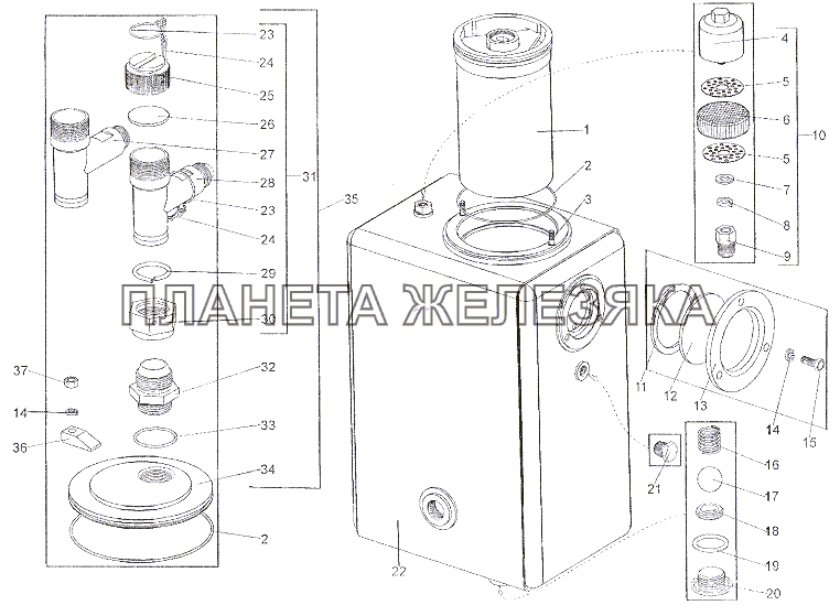 Баки масляные 65158-3410010-20, 692374-3410010 МЗКТ-7402