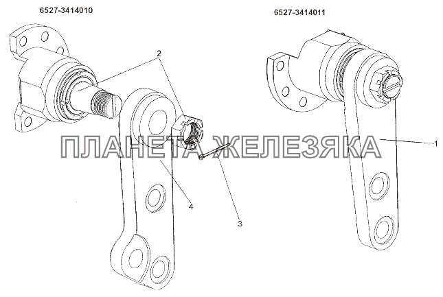 Кронштейн с рычагом 6527-3414010, 6527-3414011 МЗКТ-6527