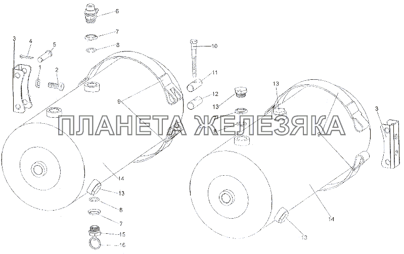 Установка ресиверов стояночного тормоза МЗКТ-6527