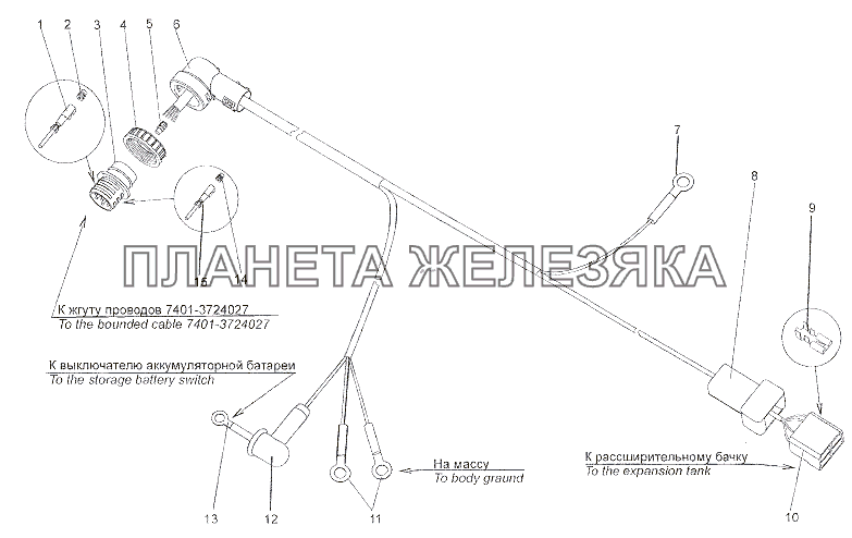 Жгут проводов 692374-3724588-11 МЗКТ-7402