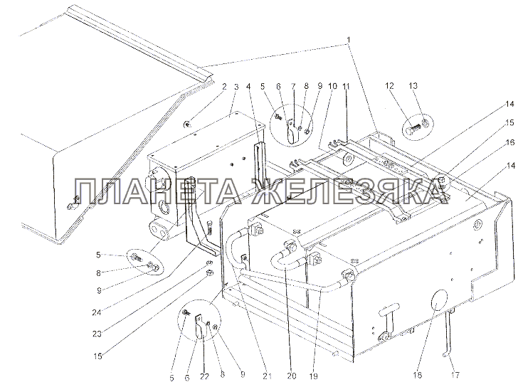 Установка аккумуляторных батарей и контейнера МЗКТ-7402