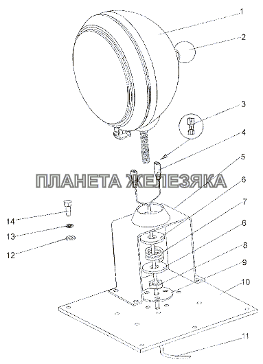 Установка фары-прожектора МЗКТ-6527