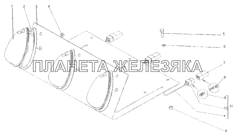 Установка фонарей знака автопоезда МЗКТ-7402