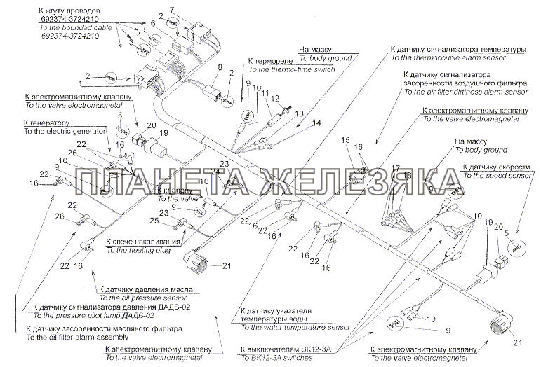 Жгут проводов двигателя 7401-3724160 МЗКТ-7401