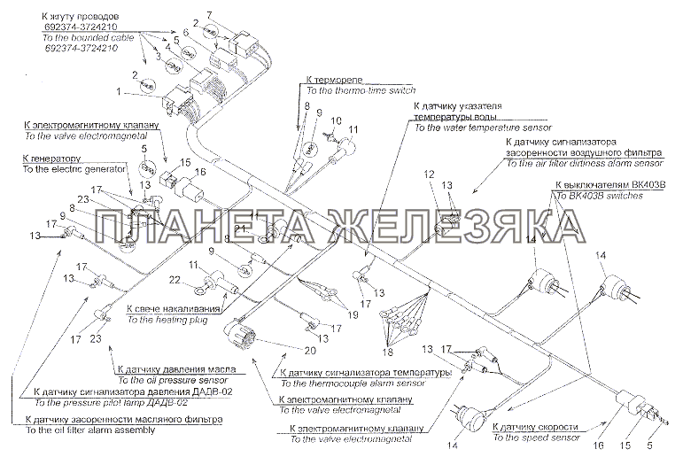 Жгут проводов двигателя 7402-3724160 МЗКТ-7401