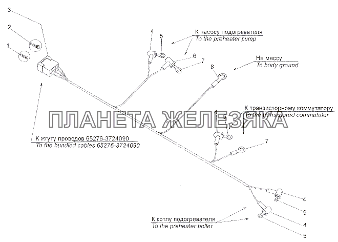 Жгут проводов подогревателя 7401-3724120 МЗКТ-7401