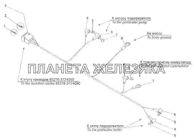 Жгут проводов подогревателя 7401-3724120 МЗКТ-6527