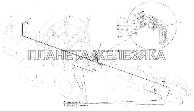 Установка электрооборудования АБС на шасси МЗКТ-79011