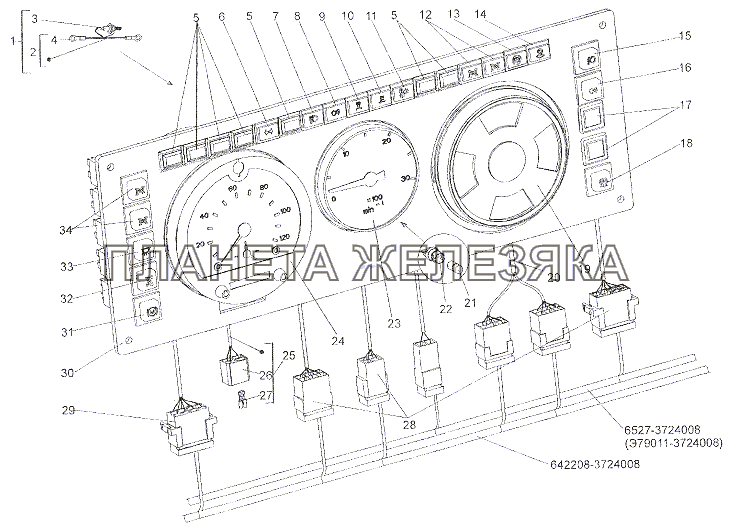 Панель приборов основная 6527-3800001 МЗКТ-7402