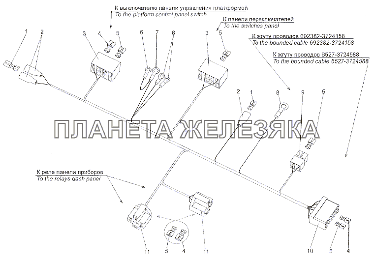 Жгут проводов 6527-3724020 МЗКТ-7401