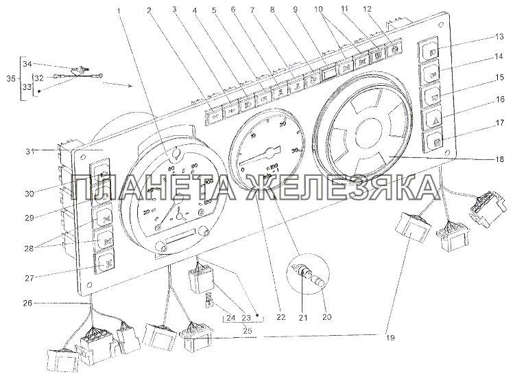 Панель приборов двигателя 7401-3800001, Э7401-3800001-20 МЗКТ-7402