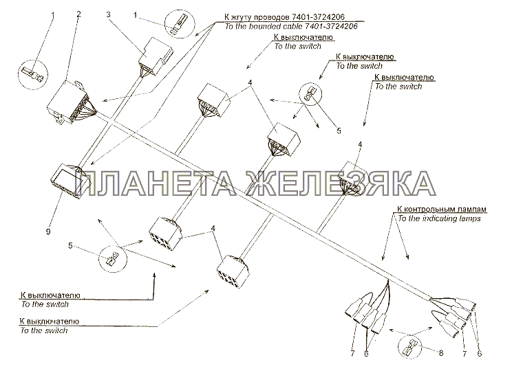 Жгут проводов №2 панели приборов двигателя 7401-3724004 МЗКТ-7401