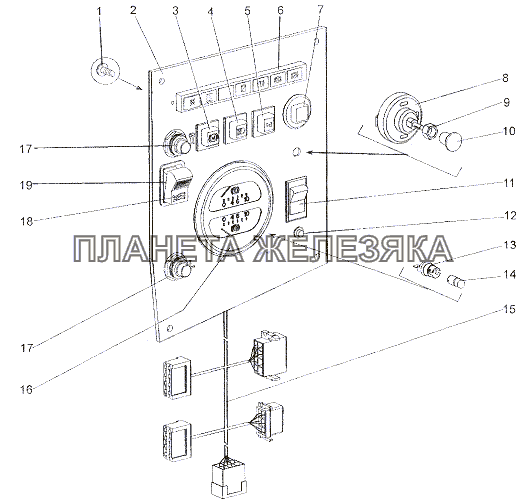 Панель приборов шасси 7401-3800009, Э7401 -3800009-10 МЗКТ-79011