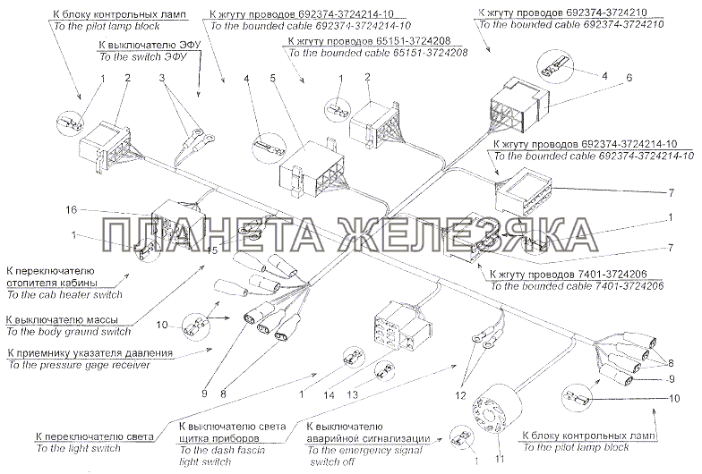 Жгут проводов панели приборов шасси 692374-3724006 МЗКТ-7402