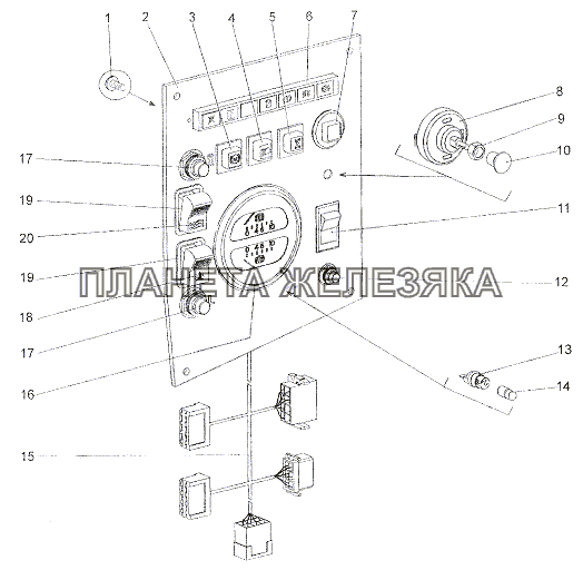 Панель приборов шасси 7402-3800009, Э7402-3800009-10 МЗКТ-79011