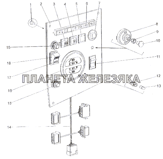 Панель приборов шасси Э7402-3800009 МЗКТ-79011