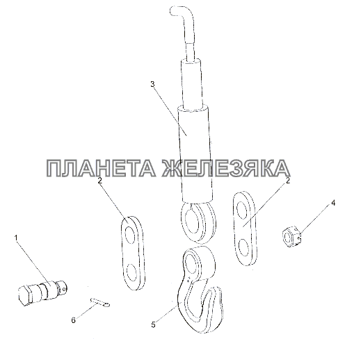 Трос подъемника с крюком 5247Б-3925274-Б МЗКТ-6527