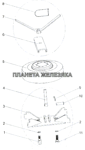 Крепление запасного колеса МЗКТ-7402