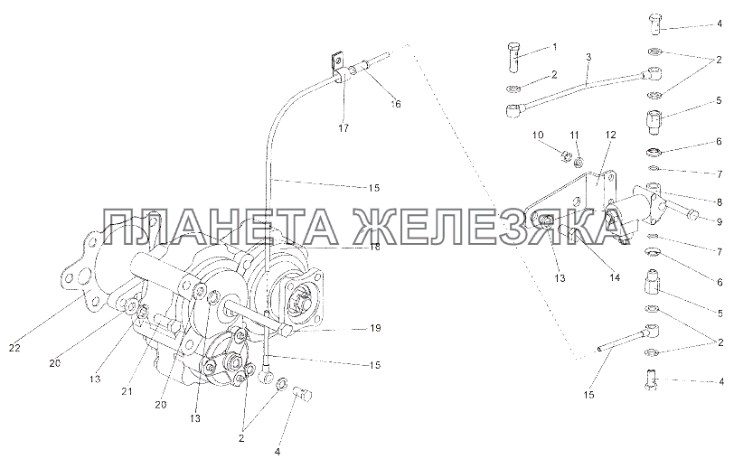 Установка коробки отбора мощности МЗКТ-7402