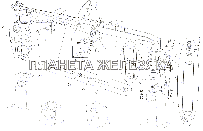 Подрессоривание кабины заднее МЗКТ-7401