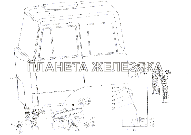 Установка кабины МЗКТ-7401