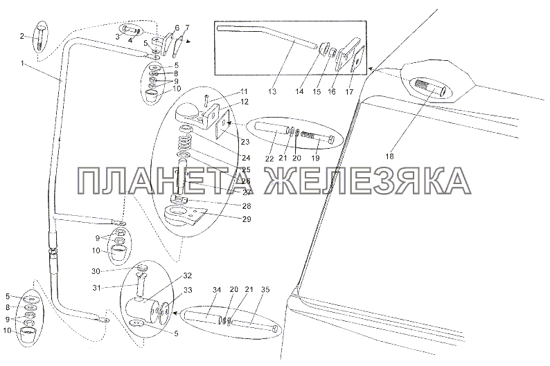 Установка держателей зеркал МЗКТ-7401