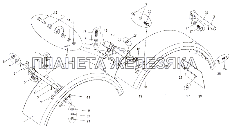 Установка задних крыльев МЗКТ-79011