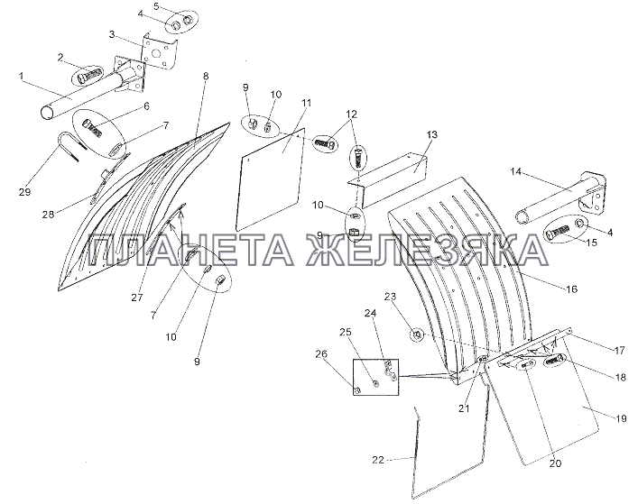 Установка задних крыльев (Крылья металлические) МЗКТ-7401
