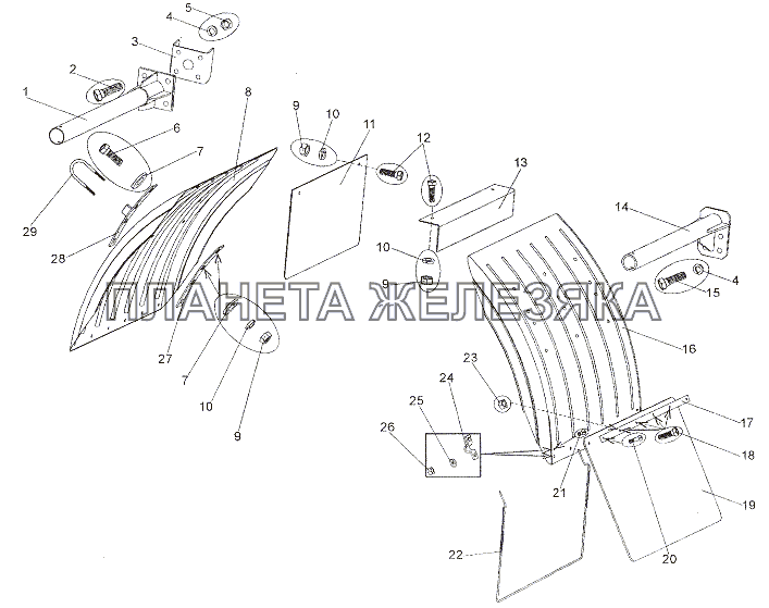 Установка задних крыльев (Крылья металлические) МЗКТ-6527