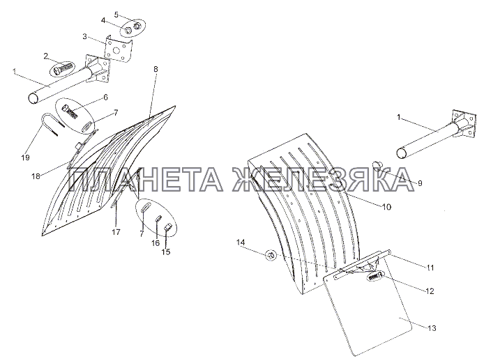 Установка крыльев (Крылья металлические) МЗКТ-79011