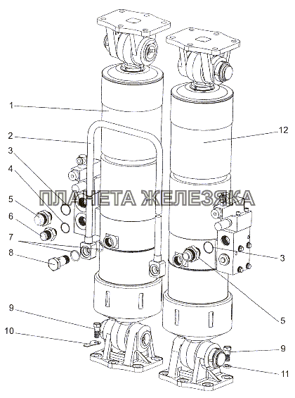 Установка гидроцилиндров МЗКТ-7401