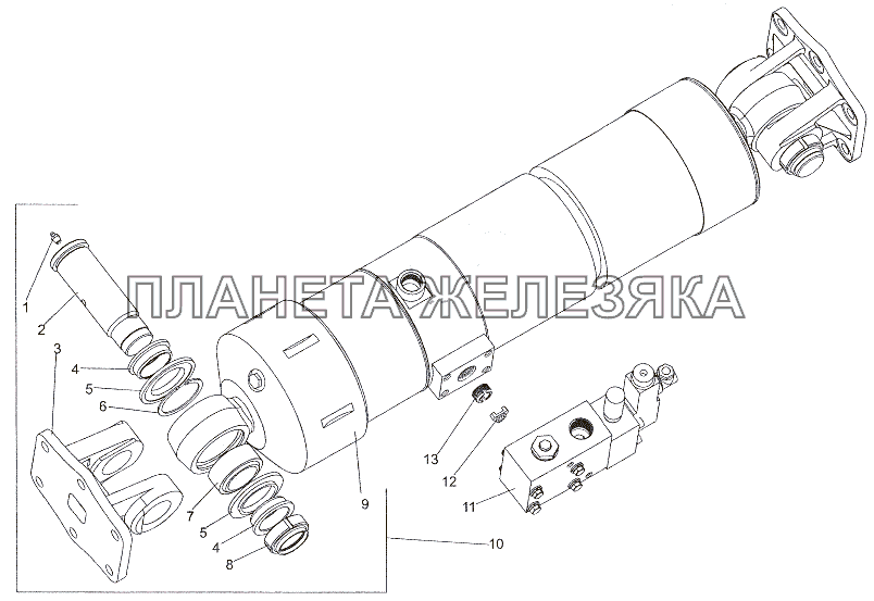 Гидроцилиндр с коробкой клапанной 79011-8603004, 79011-8603005 МЗКТ-6527