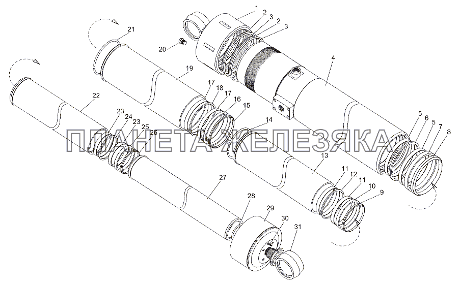 Гидроцилиндр 79011-8603010 МЗКТ-7402