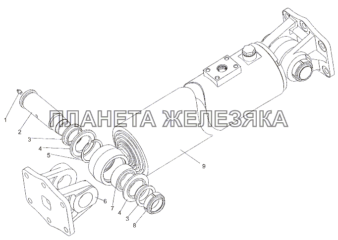 Гидроцилиндр с кронштейнами 6527-8603008 МЗКТ-7402