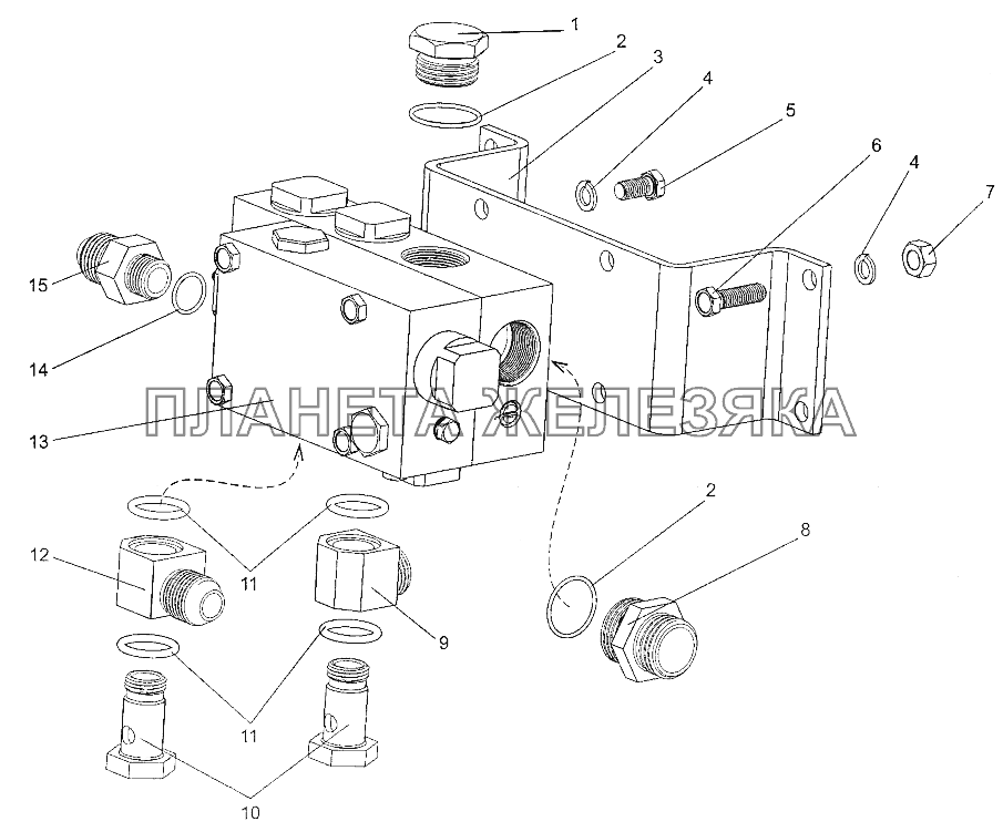 Установка блока клапанов МЗКТ-700600-011