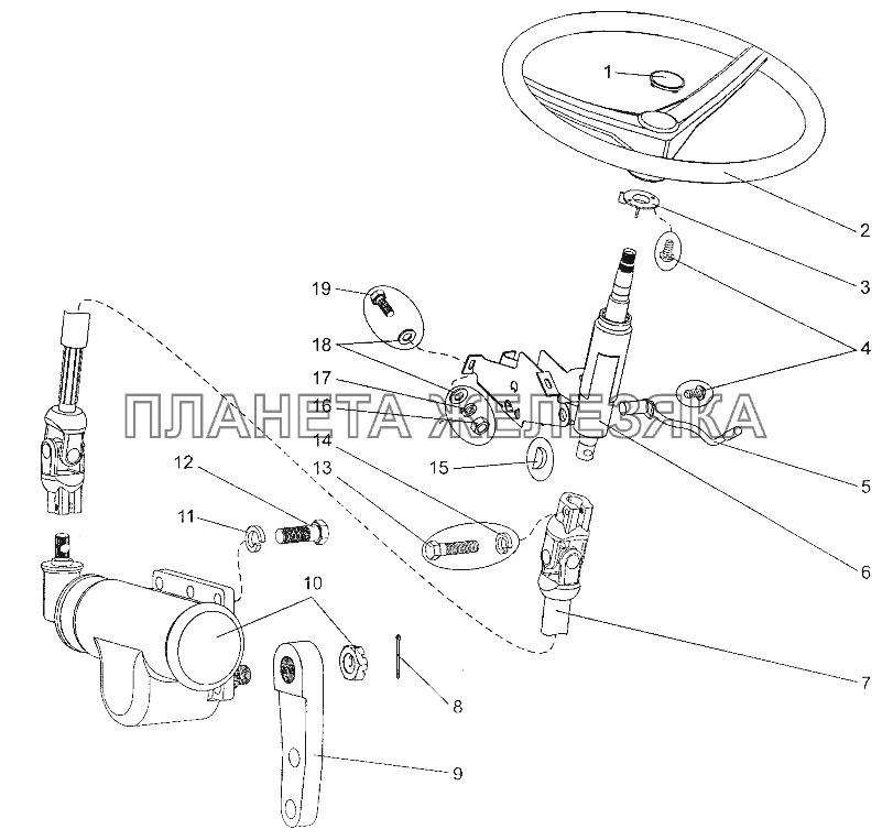 Установка рулевого управления МЗКТ-700600-011