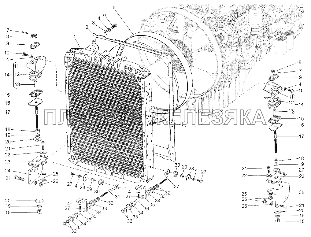 Установка радиатора МЗКТ-700600-011