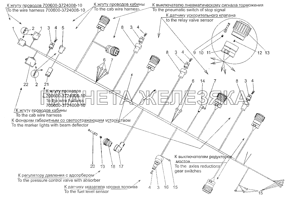 Жгут проводов 700600-3724580-01 МЗКТ-700600-011