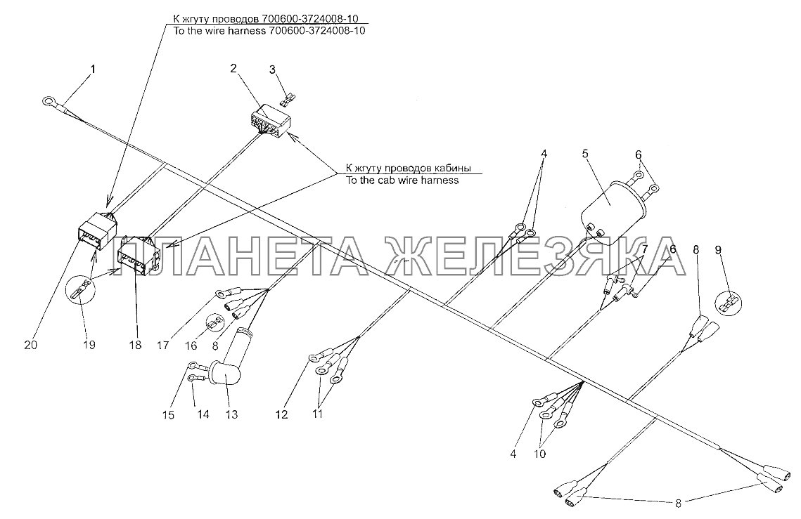 Жгут проводов двигателя 700600-3724160-10 МЗКТ-700600-011