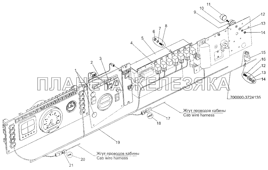 Установка электрооборудования в кабине МЗКТ-700600-011