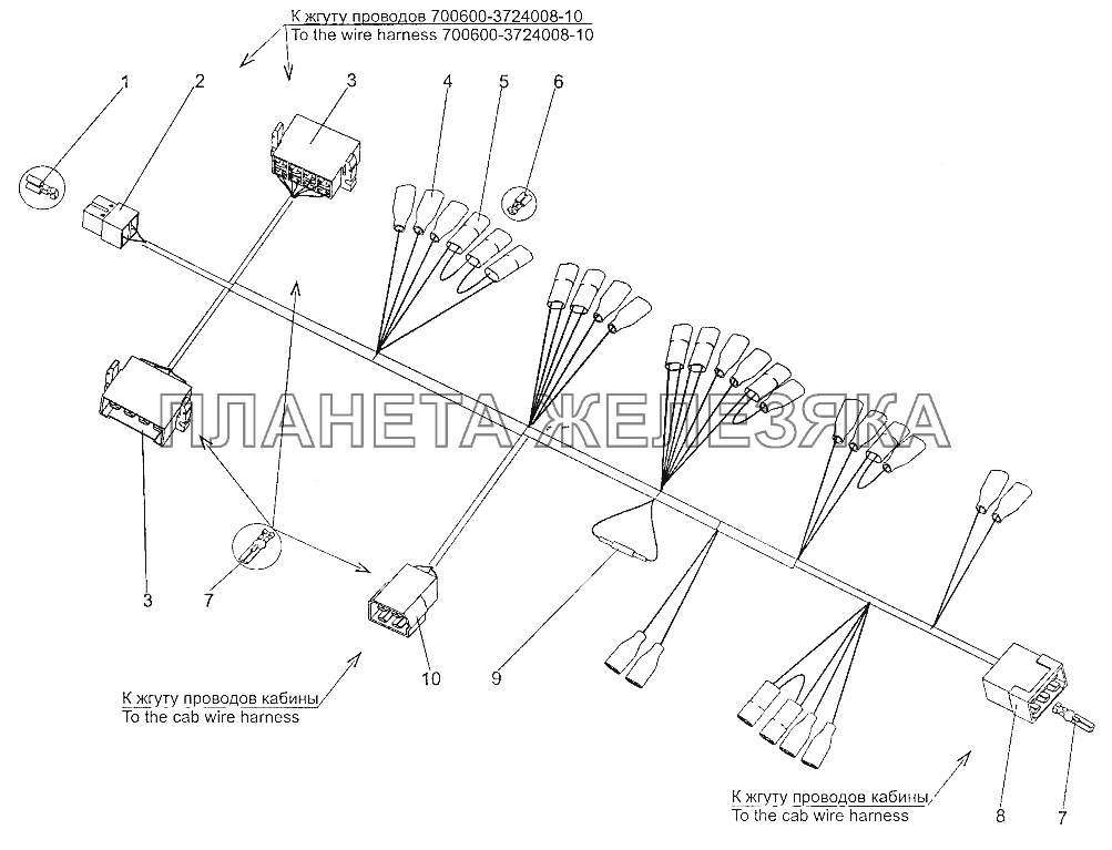 Жгут проводов 700600-3724017 МЗКТ-700600-011