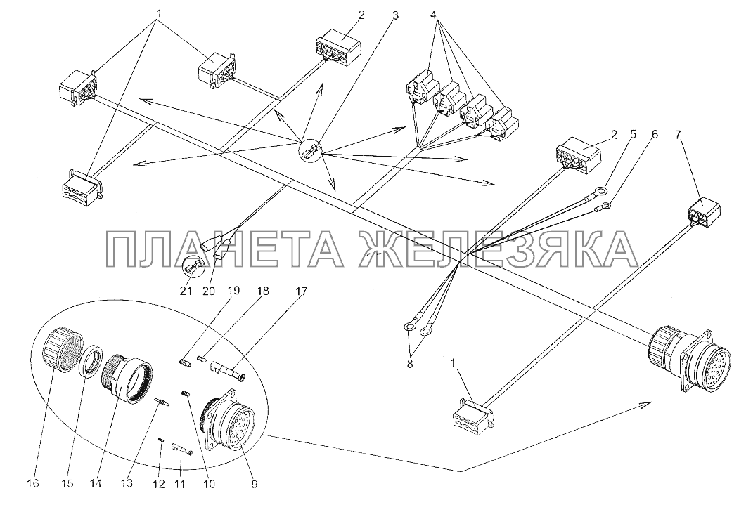 Жгут проводов электроники двигателя 700600-3724926 МЗКТ-700600-011