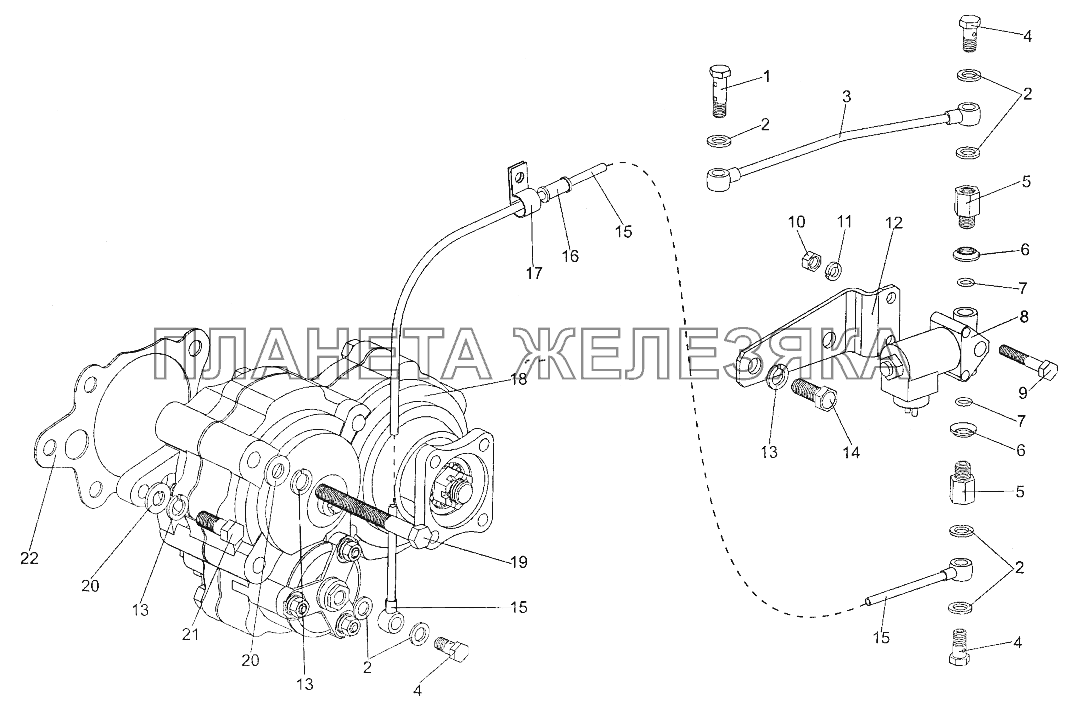 Установка коробки отбора мощности МЗКТ-700600-011