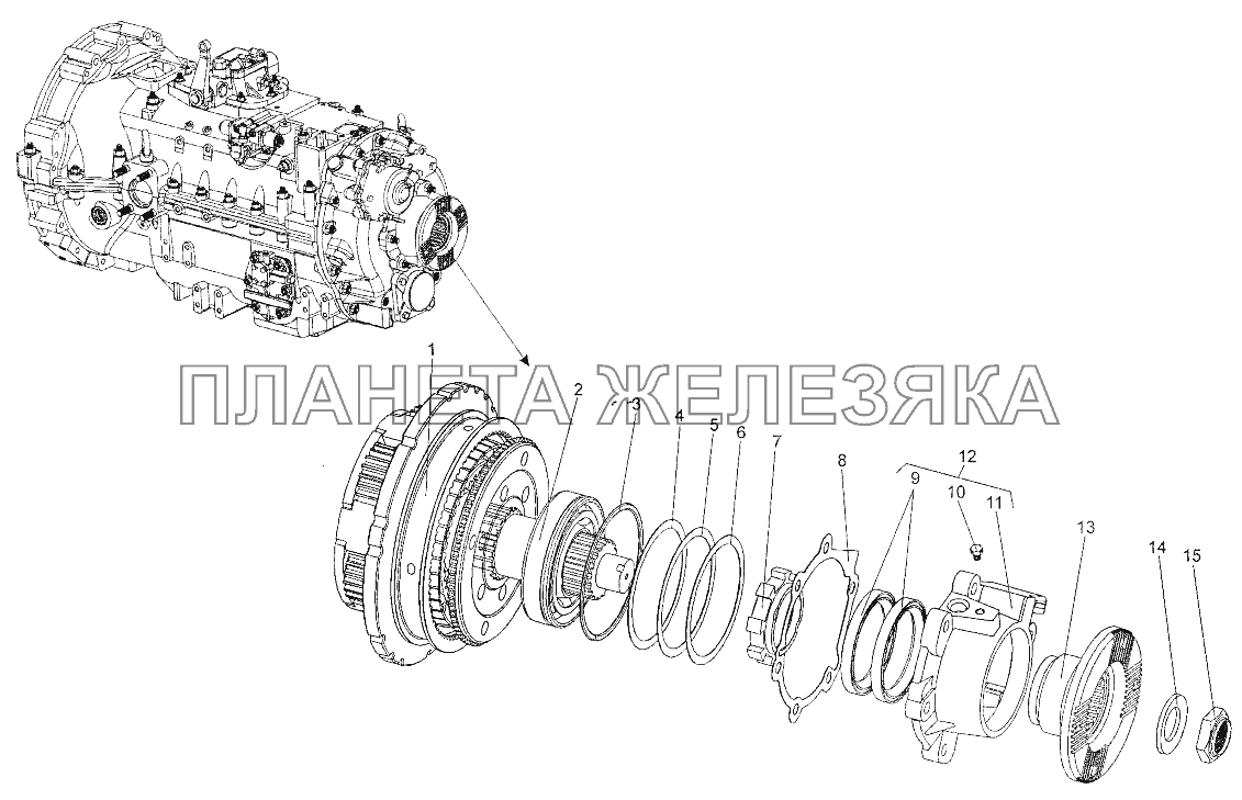 Установка выходного вала МЗКТ-700600-011