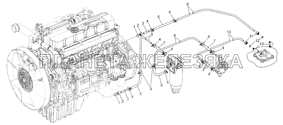 Установка топливопроводов МЗКТ-700600-011