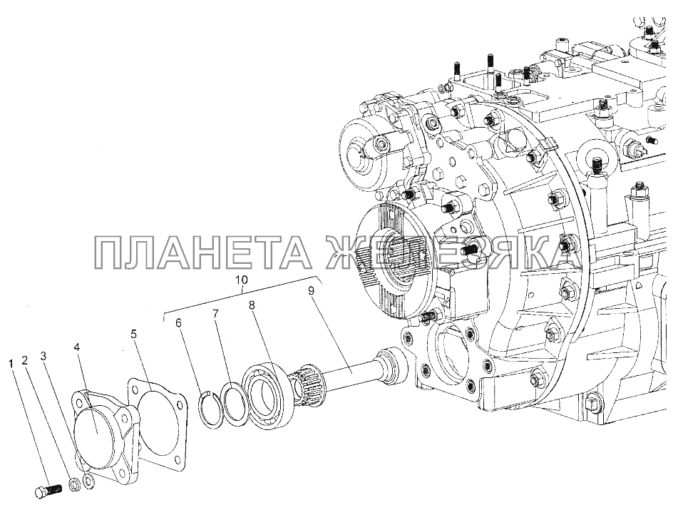 Установка вала отбора мощности МЗКТ-700600-011