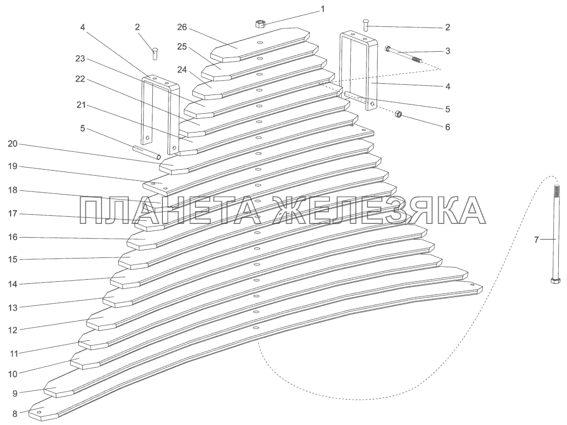 Рессора задняя 74131-2912012 МЗКТ-74131 Рессора задняя 74131-2912012 МЗКТ-74131