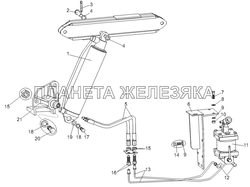 Механизм подъёма кабины МЗКТ-74131 Механизм подъёма кабины МЗКТ-74131